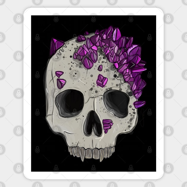 Amethyst crystal vampire skull Magnet by MoonstoneandMyth